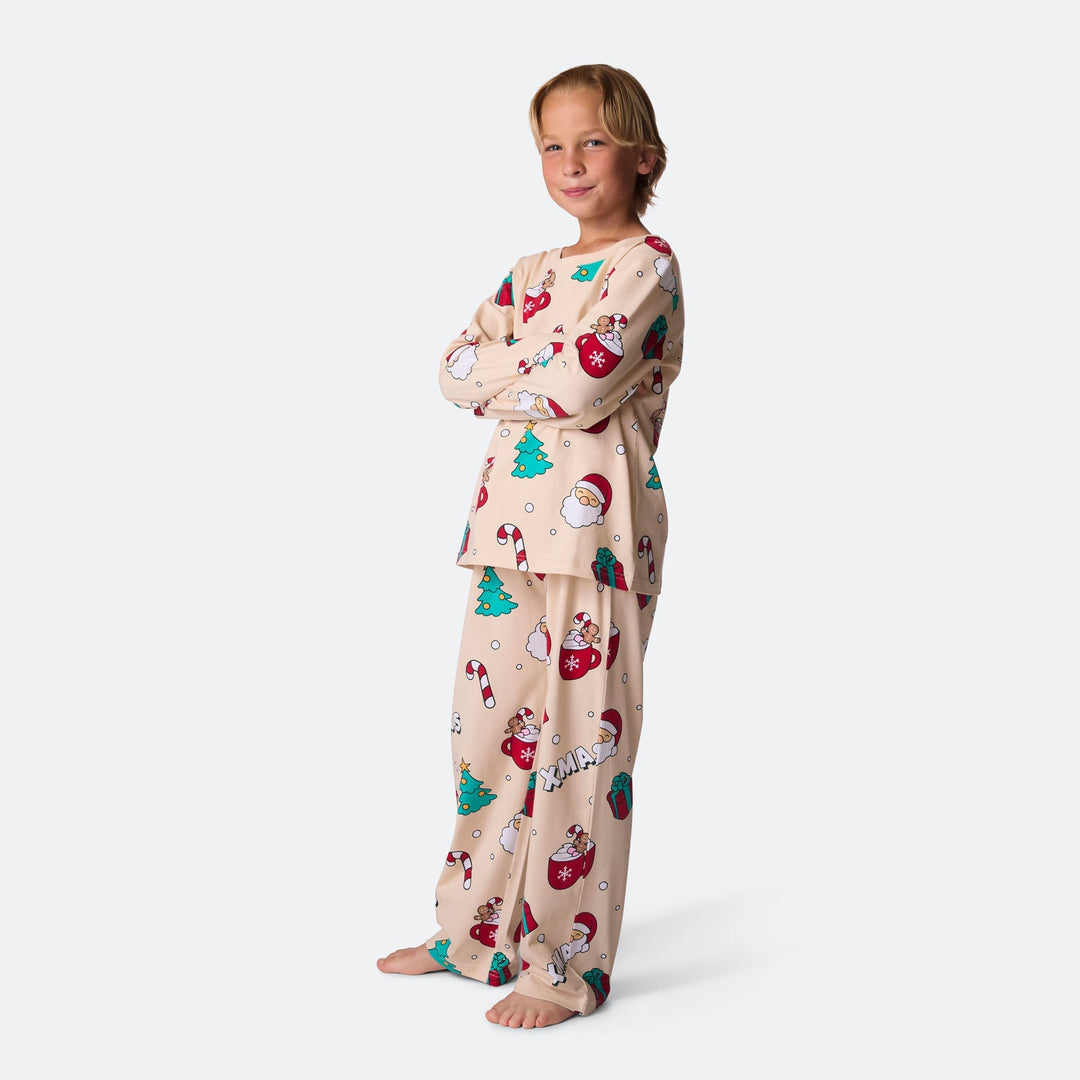 Beige Xmas Julepyjamas Børn