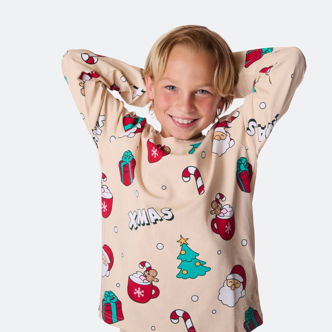 Beige Xmas Julepyjamas Børn