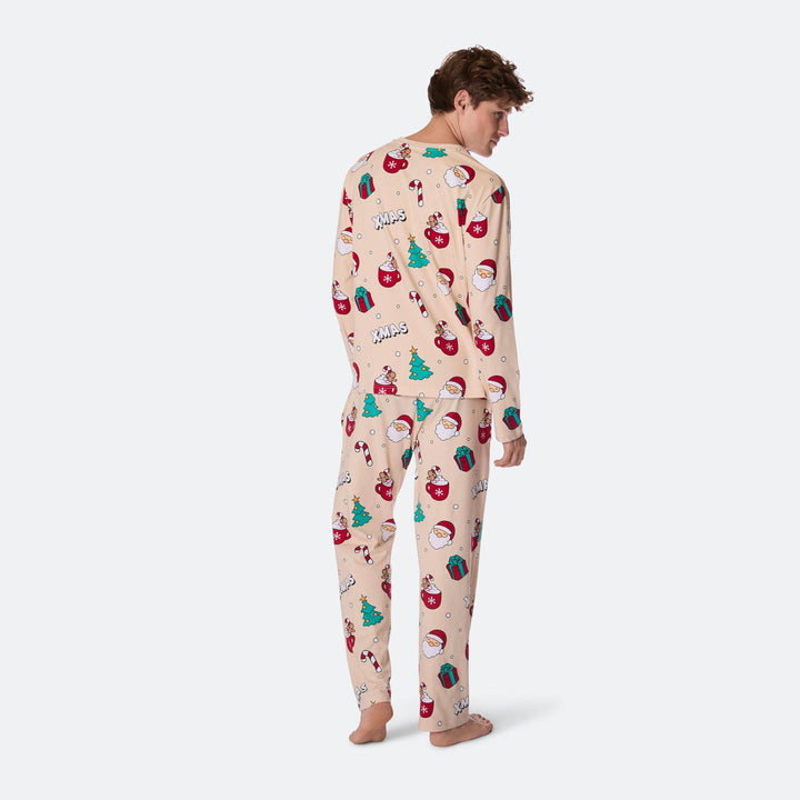 Beige Xmas Julepyjamas Herre