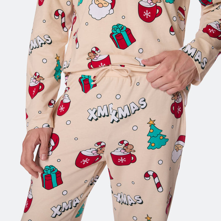 Beige Xmas Julepyjamas Herre