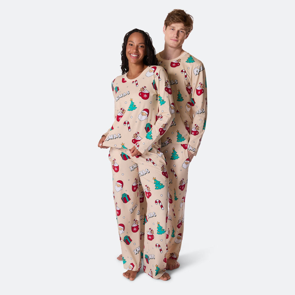 Beige Xmas Julepyjamas Herre
