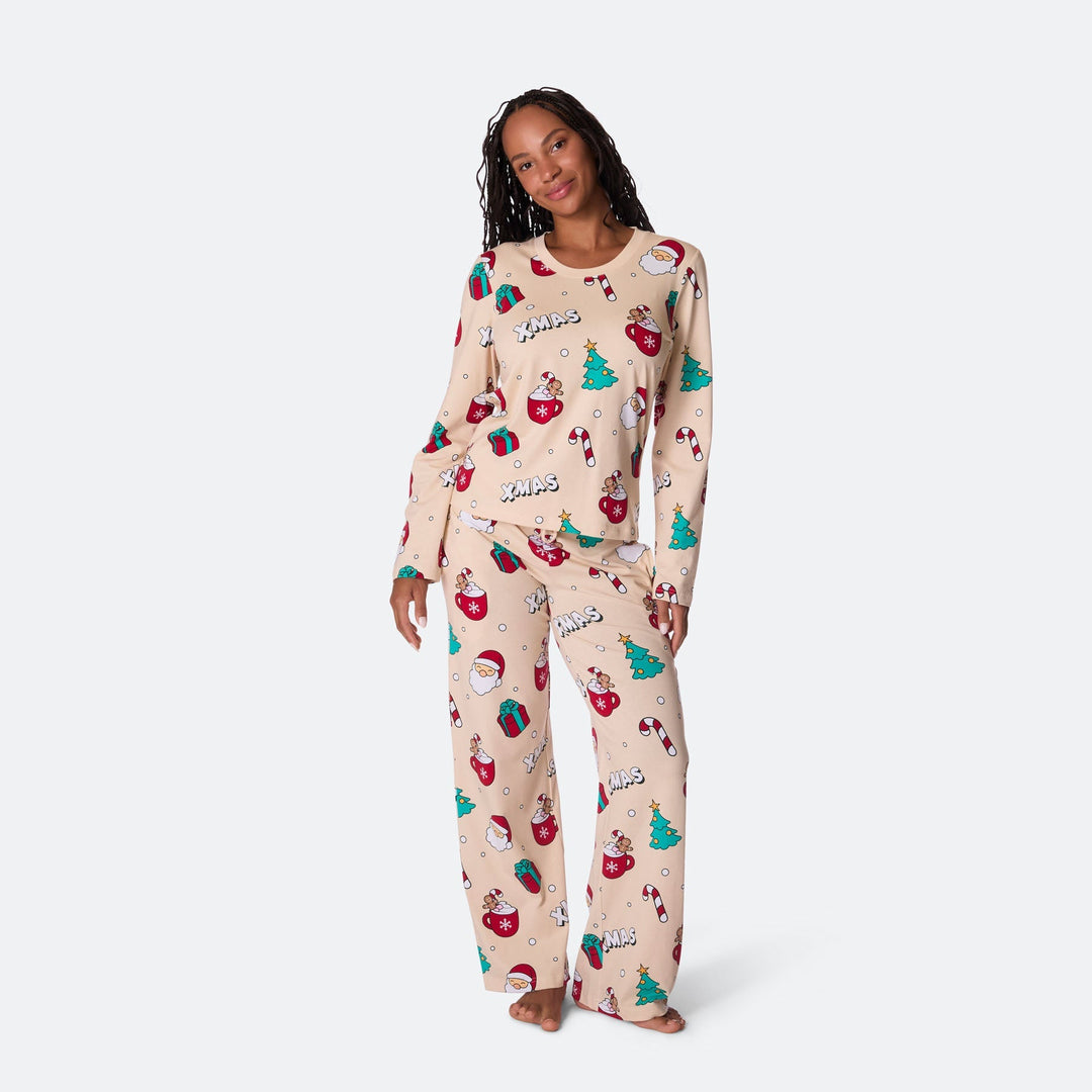 Beige Xmas Julepyjamas Dame