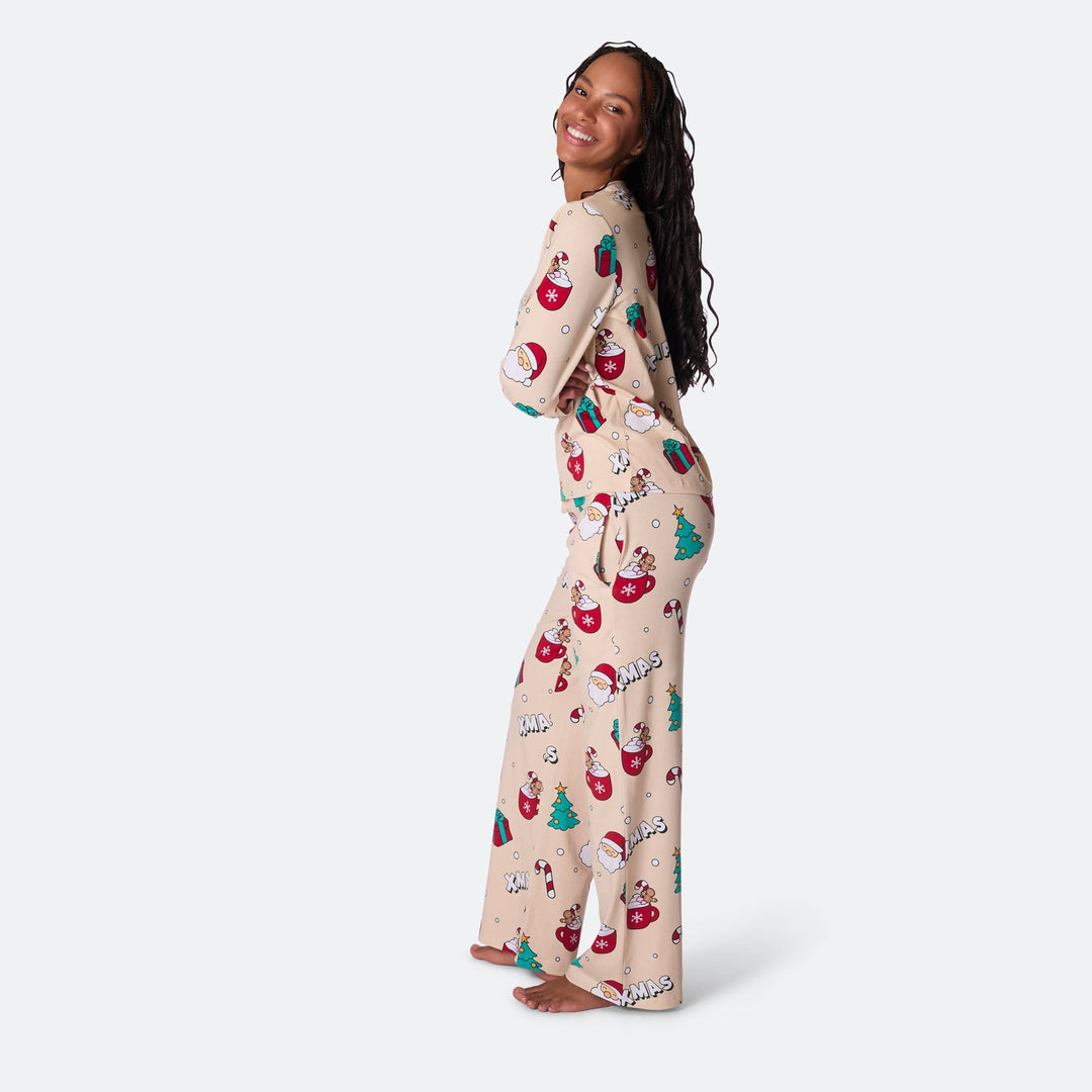 Beige Xmas Julepyjamas Dame