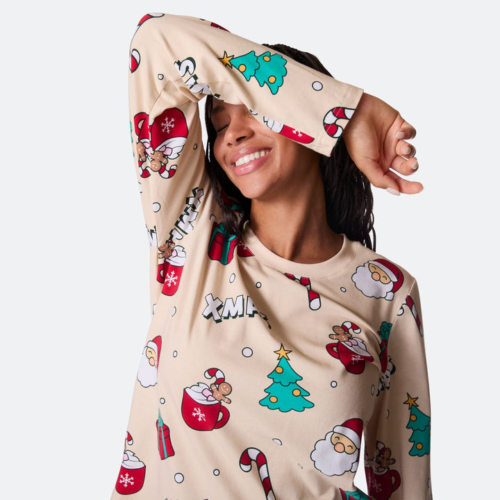 Beige Xmas Julepyjamas Dame