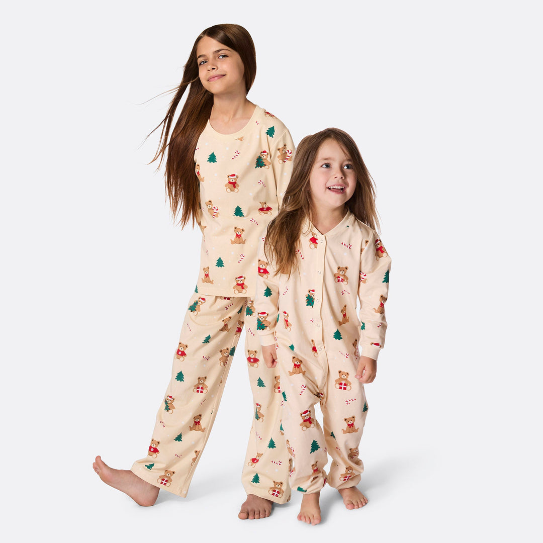 Beige Teddybjørn Julepyjamas Børn