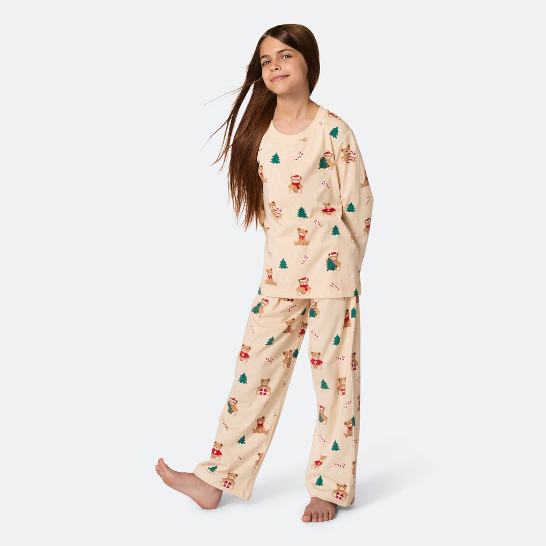 Beige Teddybjørn Julepyjamas Børn