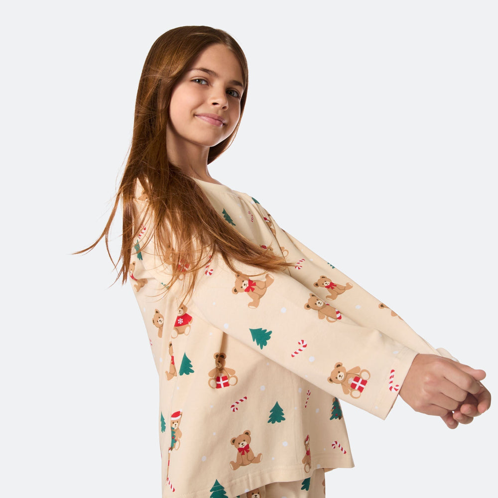 Beige Teddybjørn Julepyjamas Børn