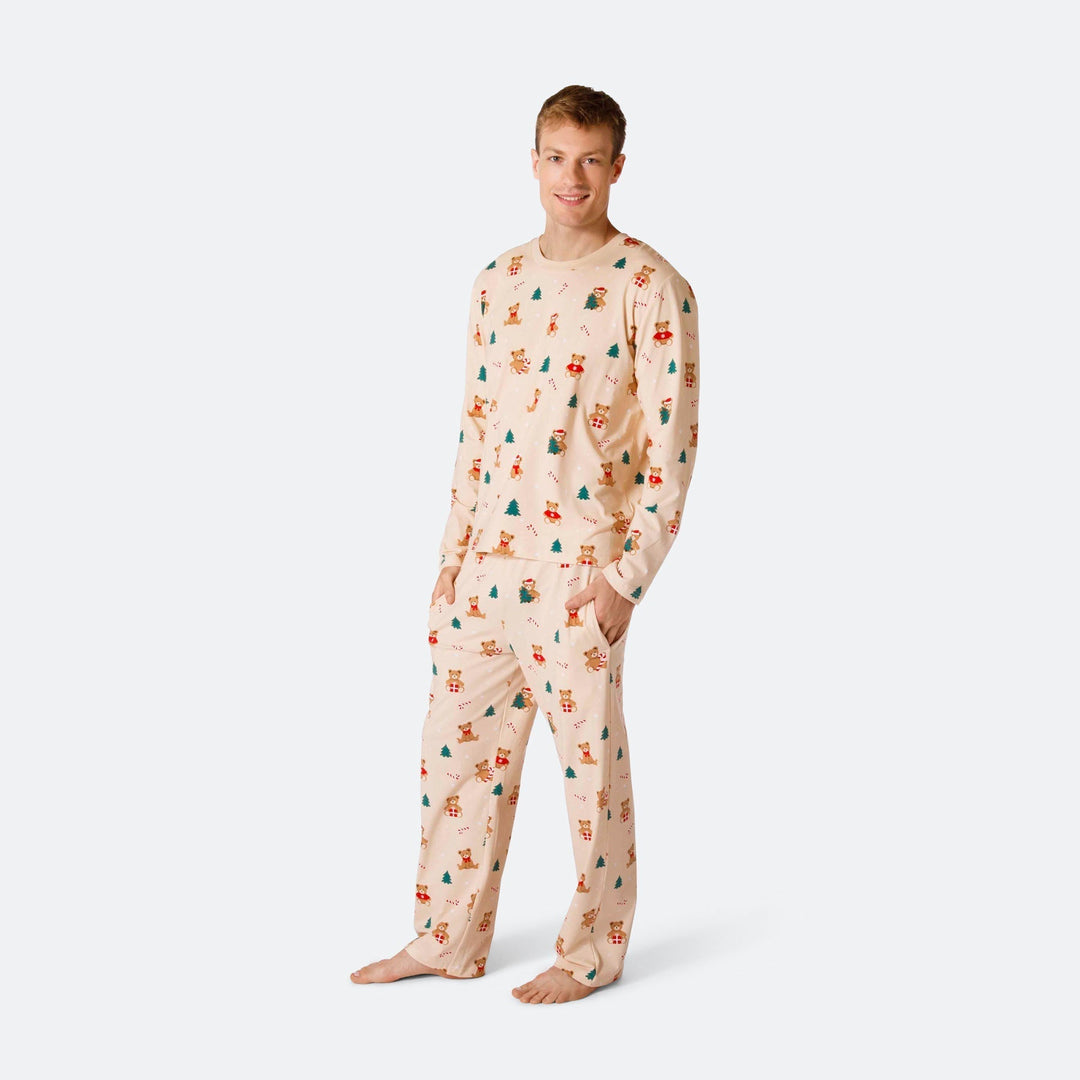 Beige Teddybjørn Julepyjamas Herre