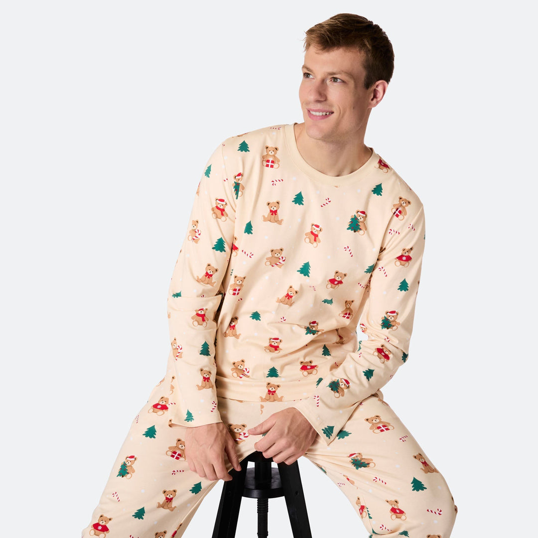 Beige Teddybjørn Julepyjamas Herre