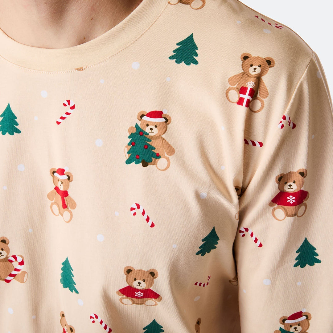 Beige Teddybjørn Julepyjamas Herre