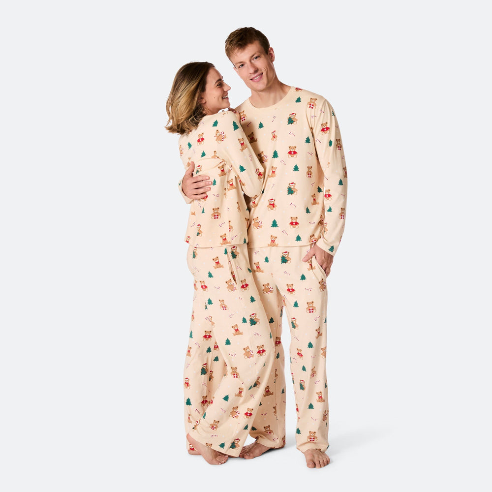 Beige Teddybjørn Julepyjamas Herre