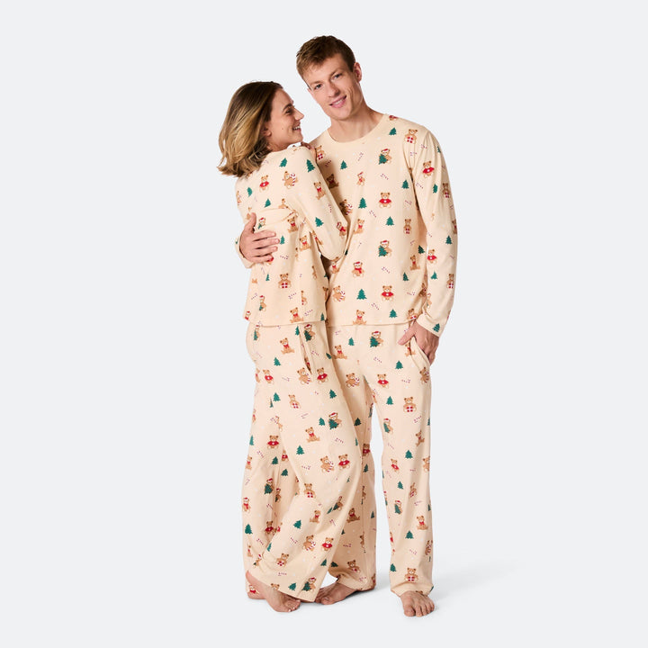 Beige Teddybjørn Julepyjamas Herre