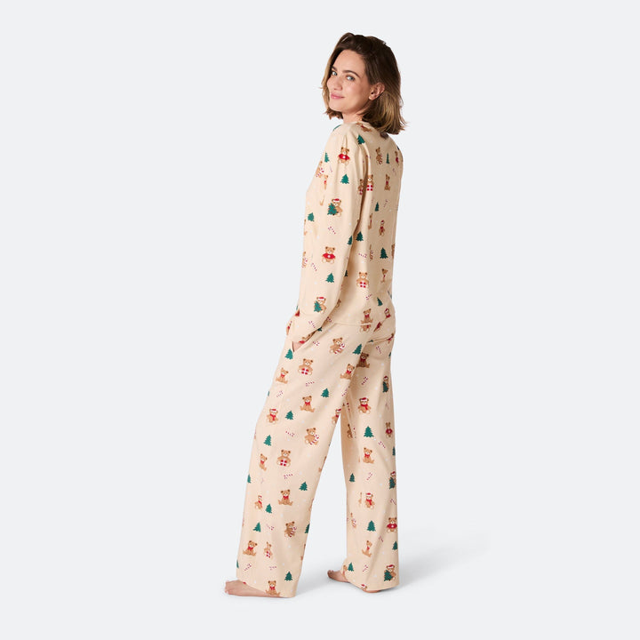 Beige Teddybjørn Julepyjamas Dame