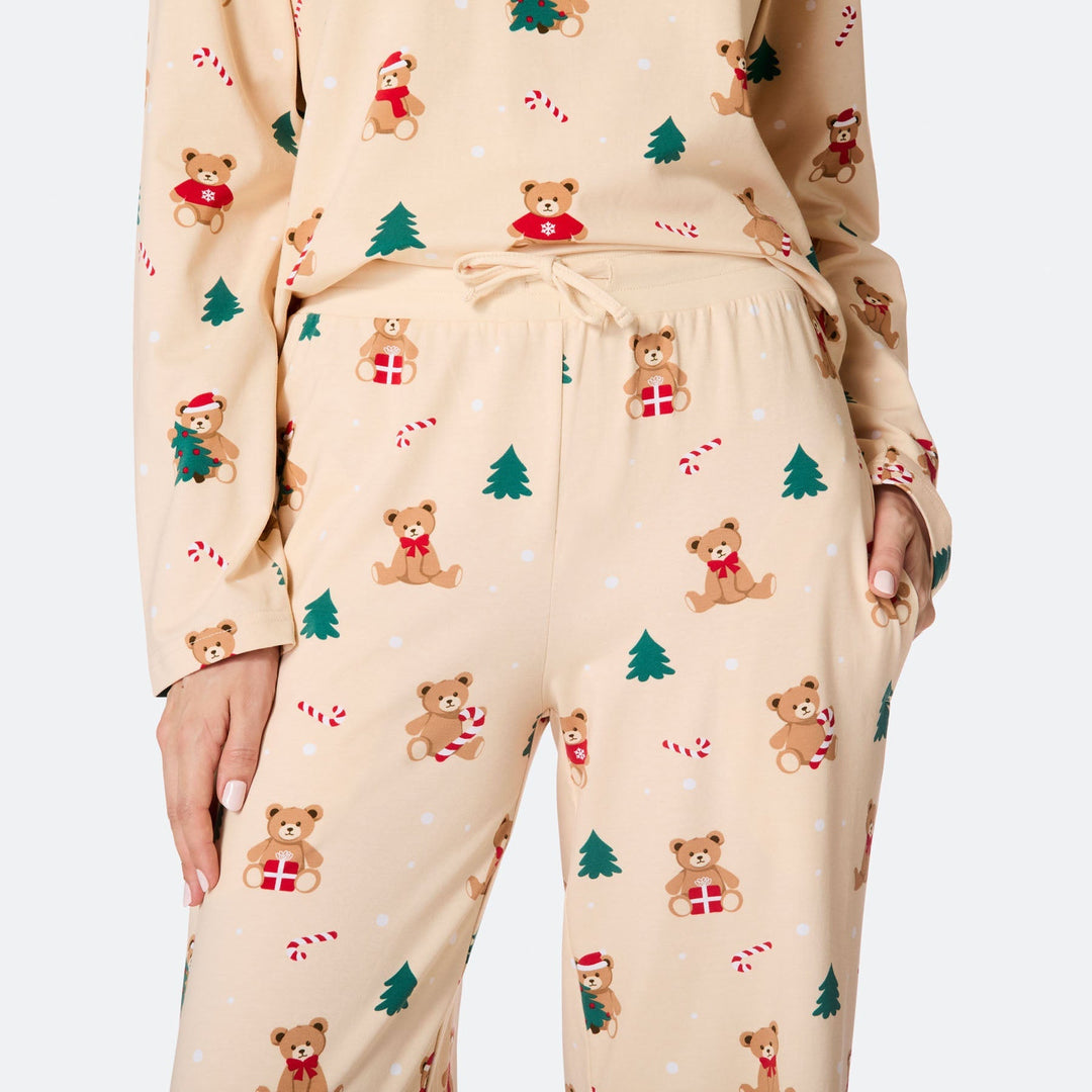 Beige Teddybjørn Julepyjamas Dame