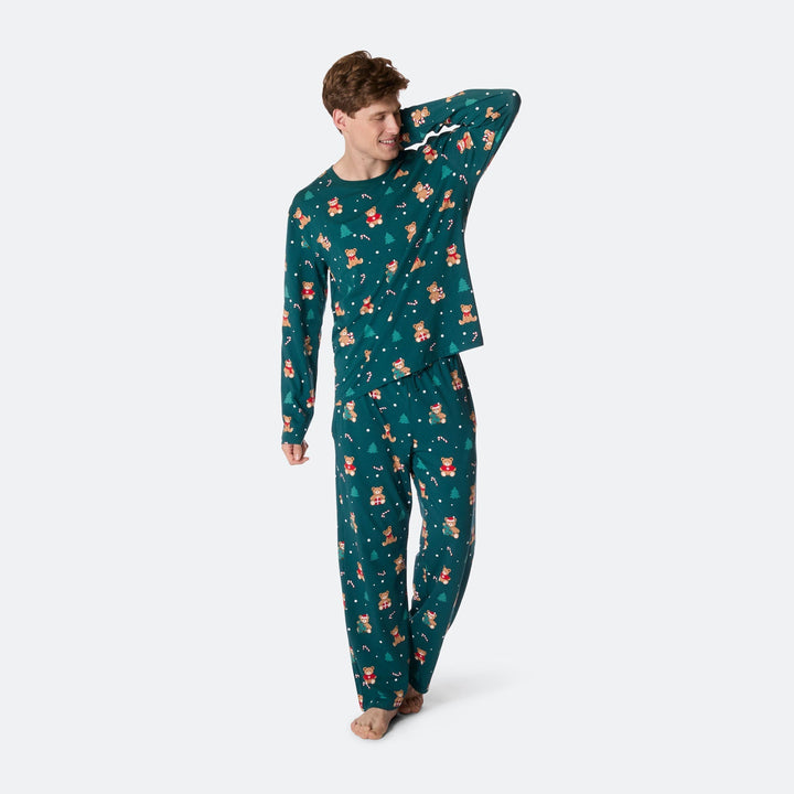 Grøn Teddybjørn Julepyjamas Herre