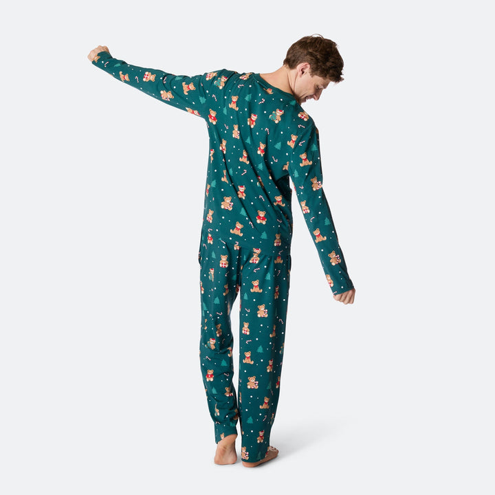 Grøn Teddybjørn Julepyjamas Herre