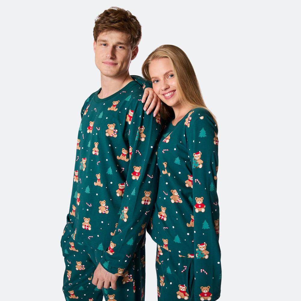 Grøn Teddybjørn Julepyjamas Herre