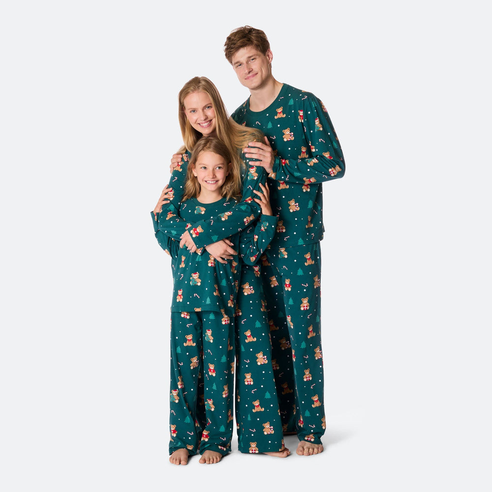 Grøn Teddybjørn Julepyjamas Dame