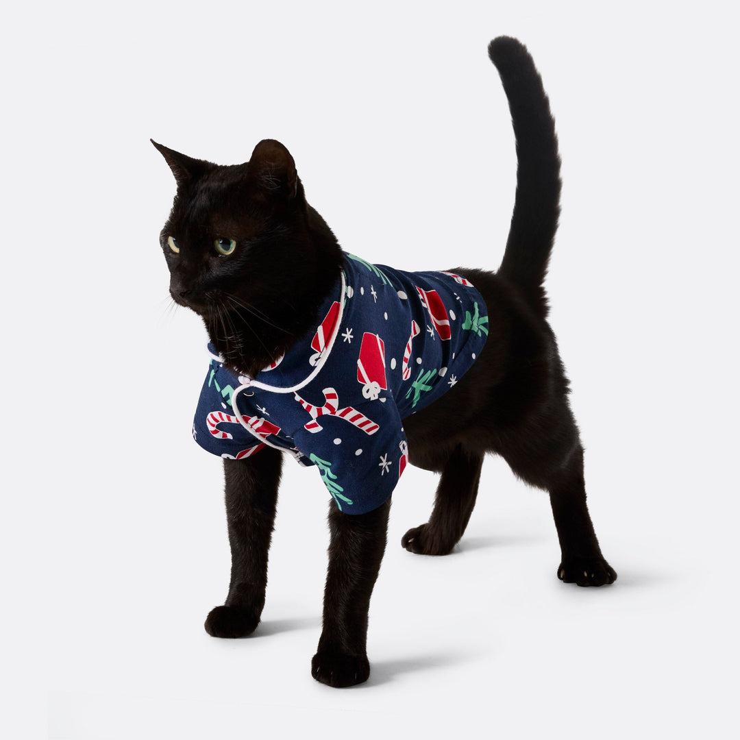 Blå Julemønster Julepyjamas til Katte