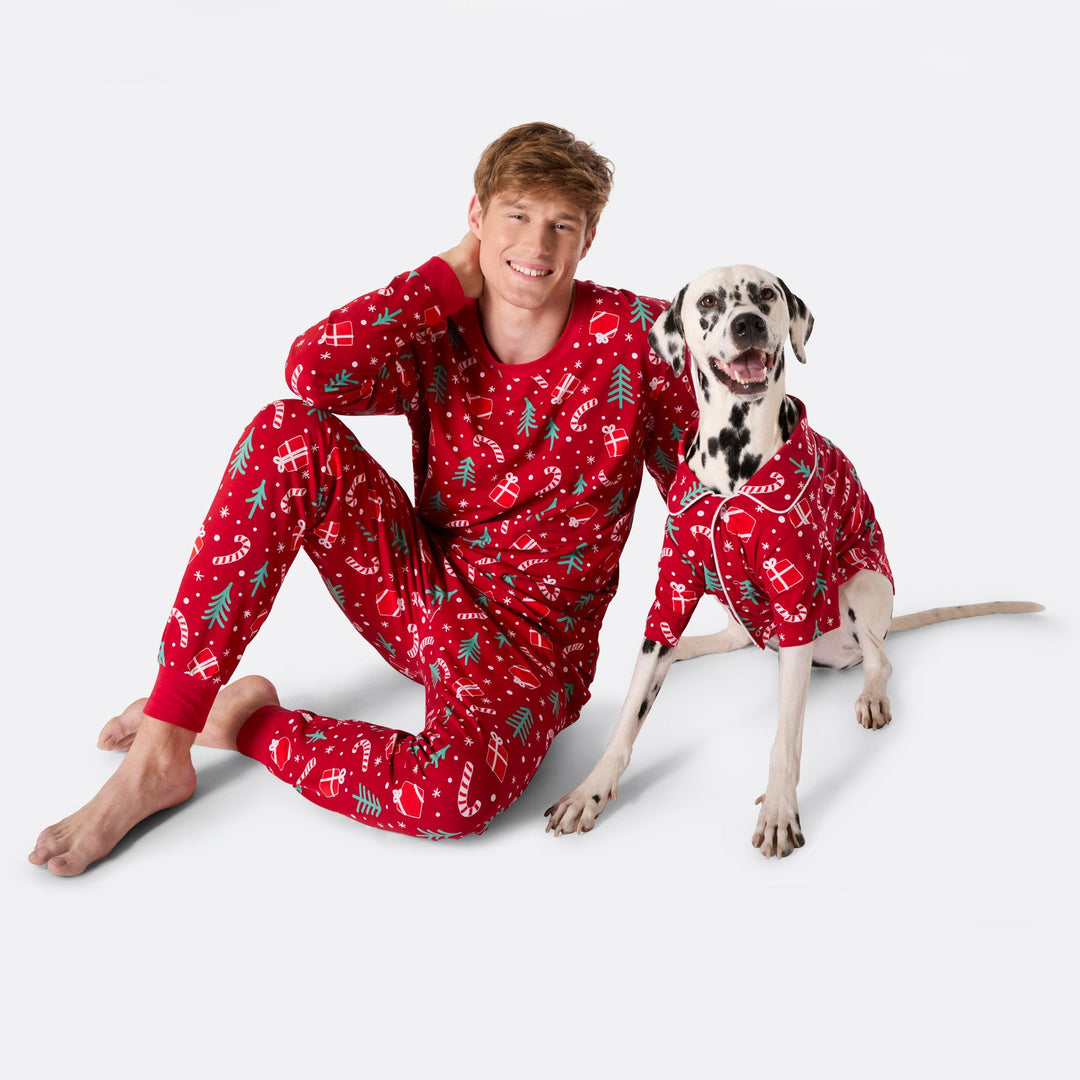 Rød Julemønster Julepyjamas til Hunde