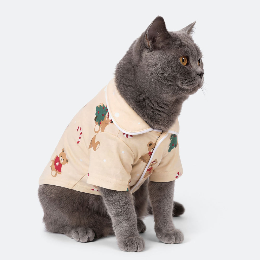 Beige Teddybjørn Julepyjamas til Kat