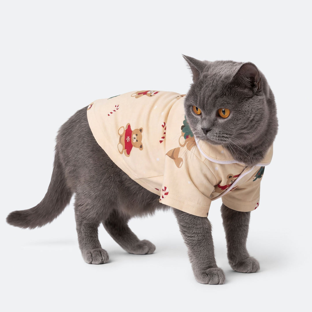 Beige Teddybjørn Julepyjamas til Kat