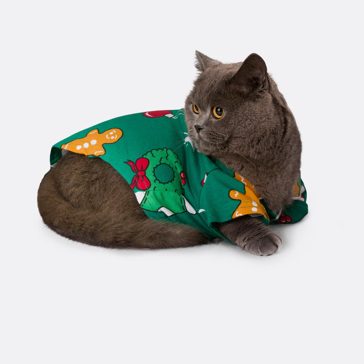 Grøn Hohoho Julepyjamas til Katte