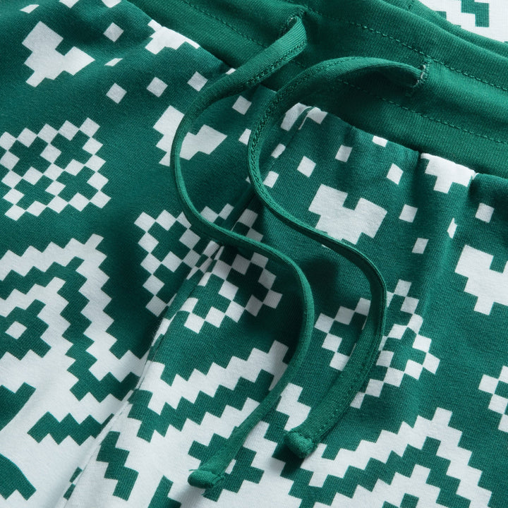Grøn Julestrik Julepyjamas Børn
