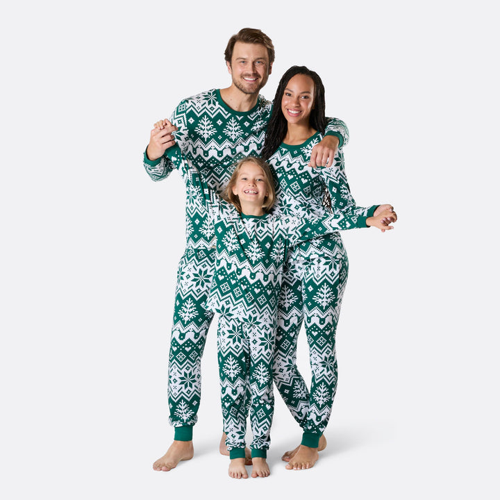 Grøn Julestrik Julepyjamas Børn