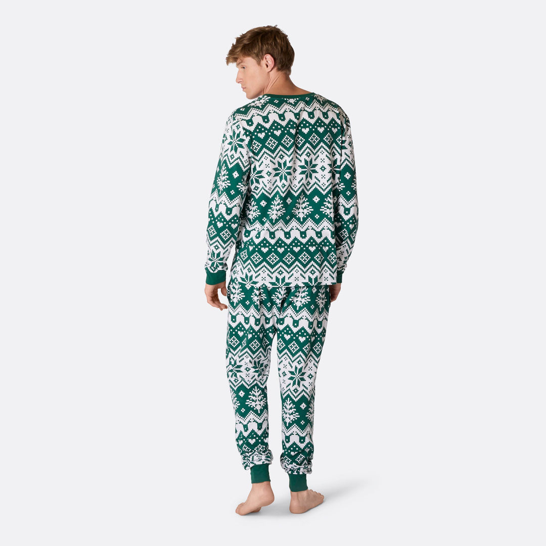 Grøn Julestrik Julepyjamas Herre