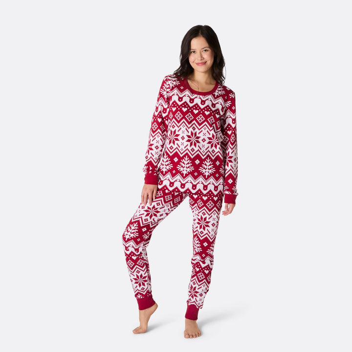 Rød Julestrik Julepyjamas Dame