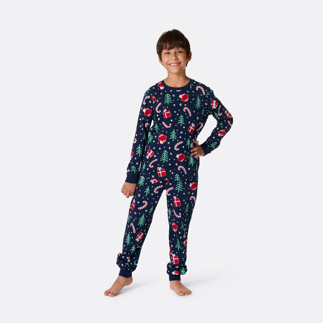 Julemønster Blå Julepyjamasser Familie