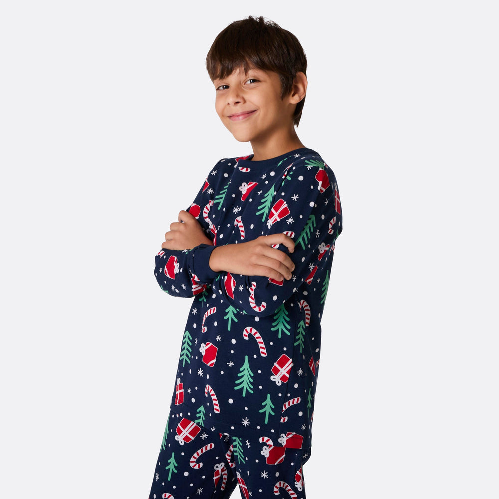 Blå Julemønster Julepyjamas Børn