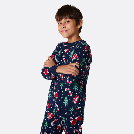 Blå Julemønster Julepyjamas Børn