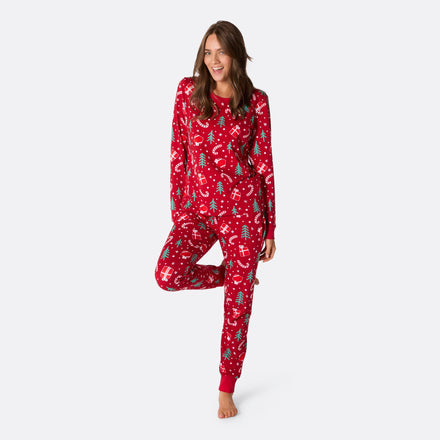 Rød Julemønster Julepyjamas Dame