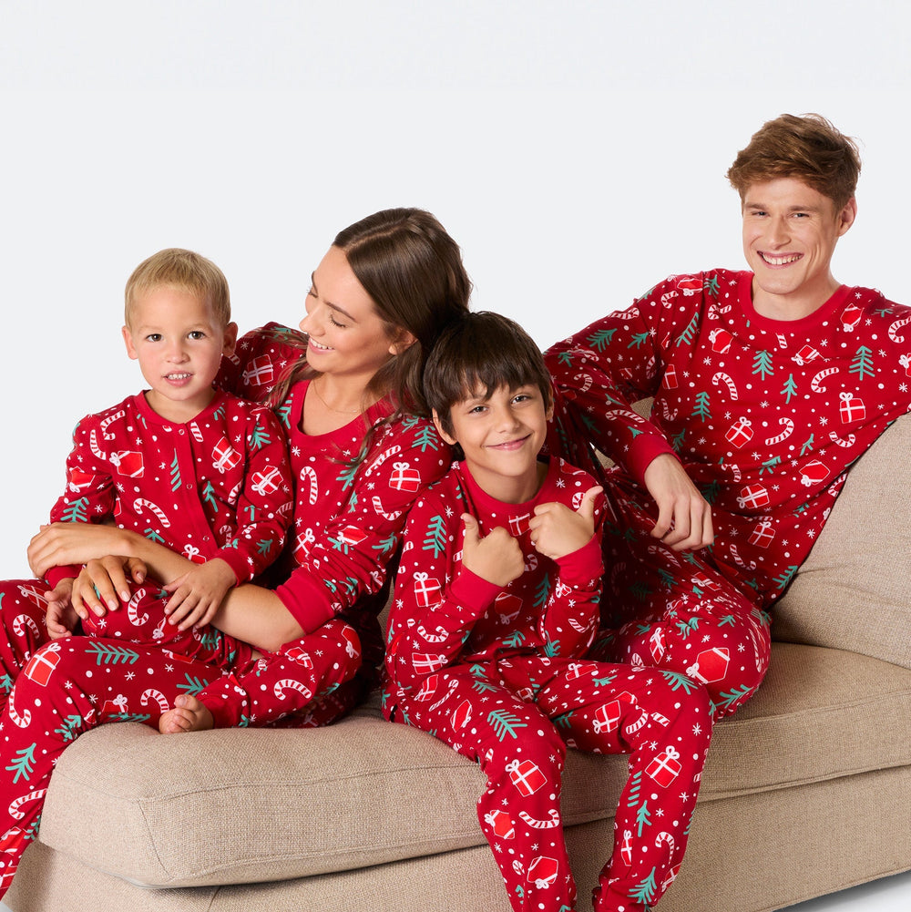 Julemønster Rød Julepyjamasser Familie