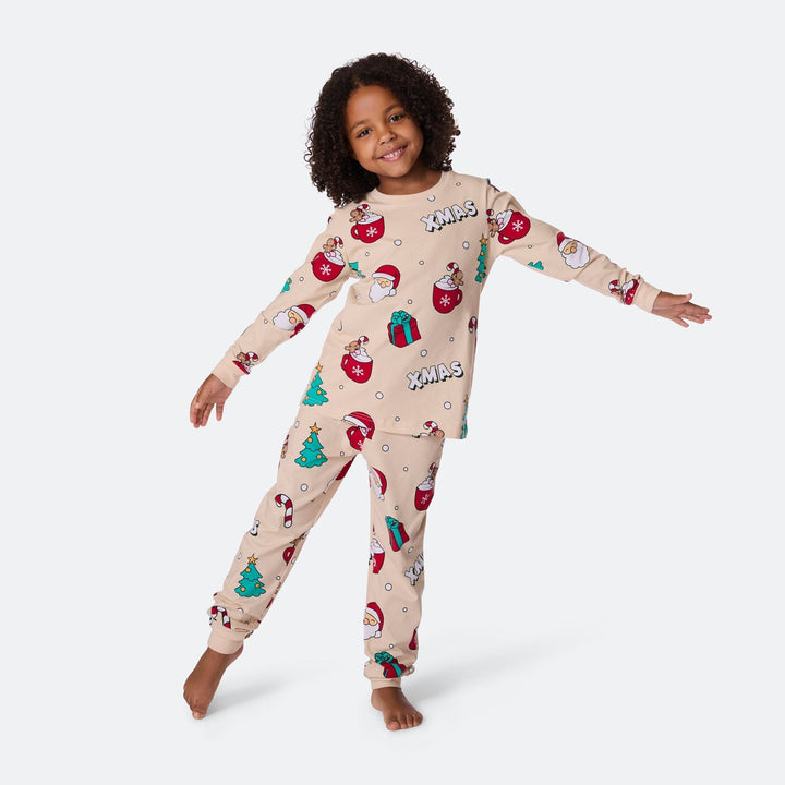 Beige Xmas Julepyjamas Børn