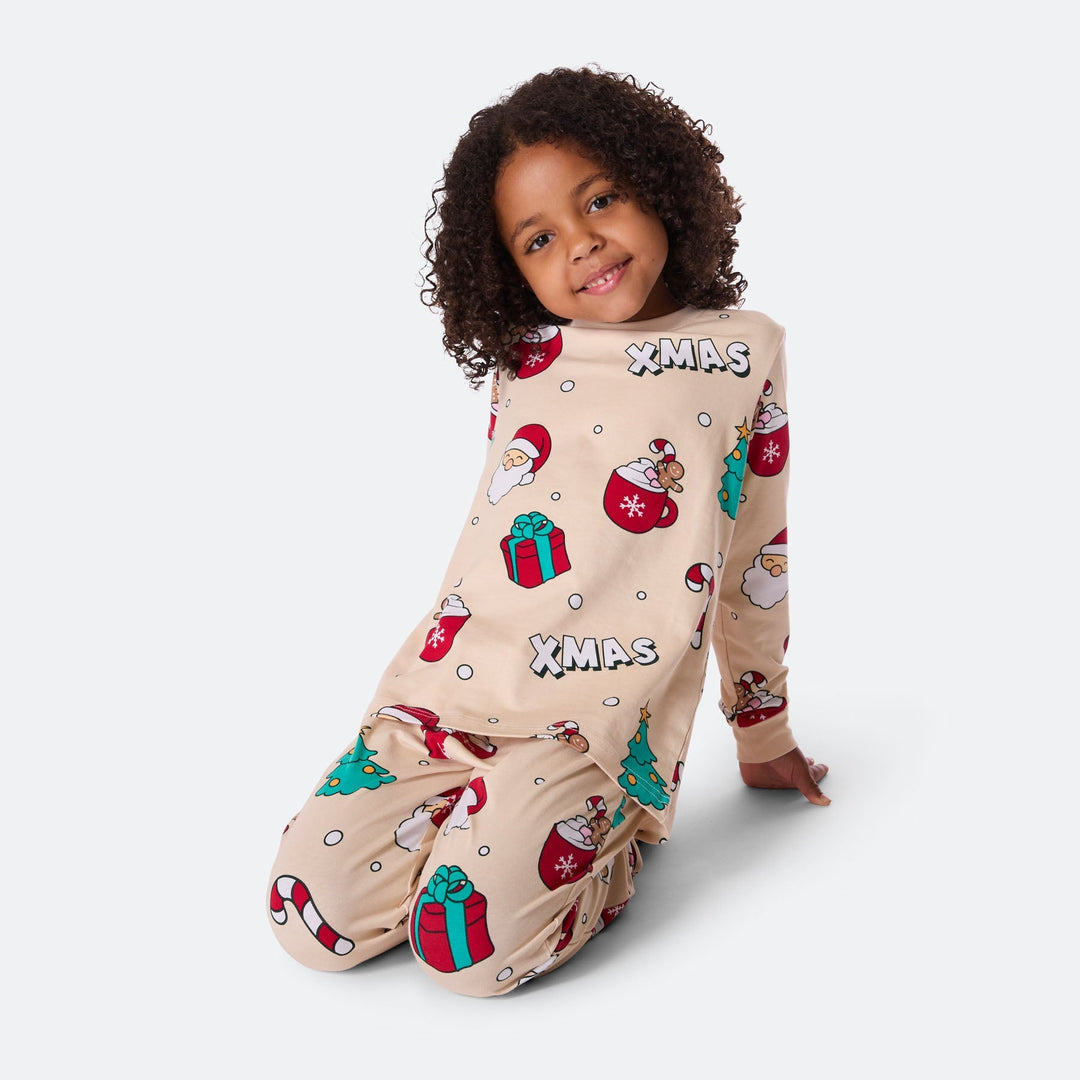 Beige Xmas Julepyjamas Børn