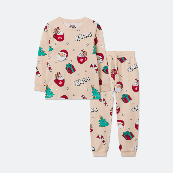 Beige Xmas Julepyjamas Børn