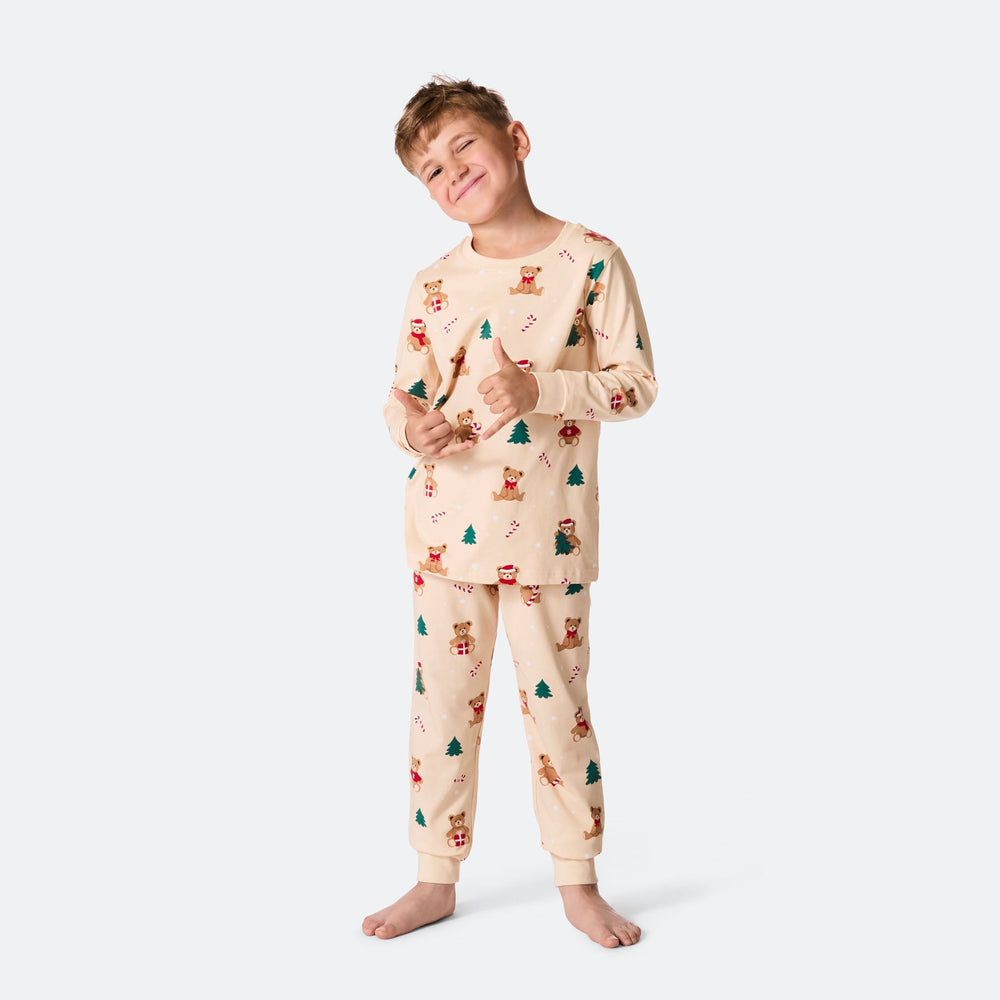 Beige Teddybjørn Julepyjamas Børn