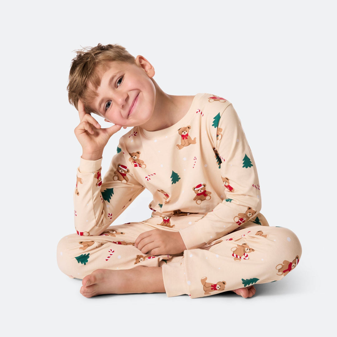 Beige Teddybjørn Julepyjamas Børn