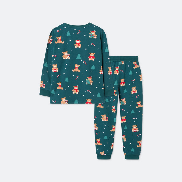 Grøn Teddybjørn Julepyjamas Børn