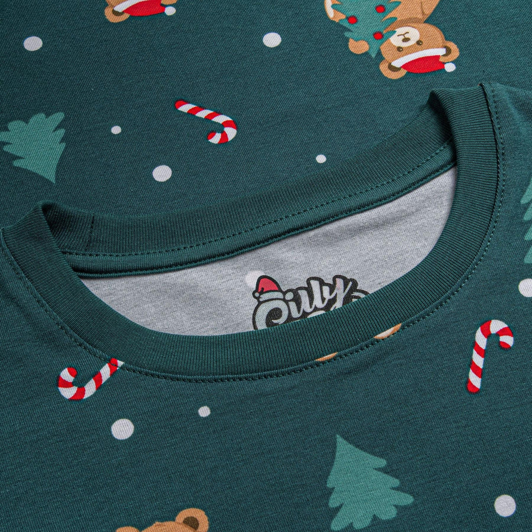 Grøn Teddybjørn Julepyjamas Børn