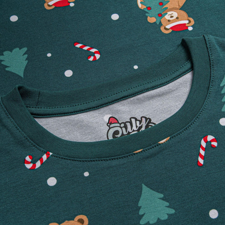 Grøn Teddybjørn Julepyjamas Børn