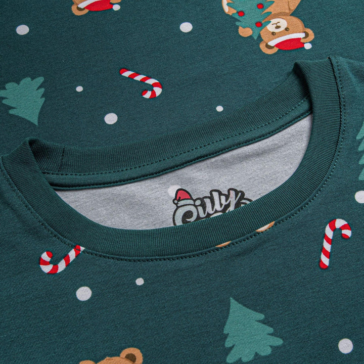 Grøn Teddybjørn Julepyjamas Børn