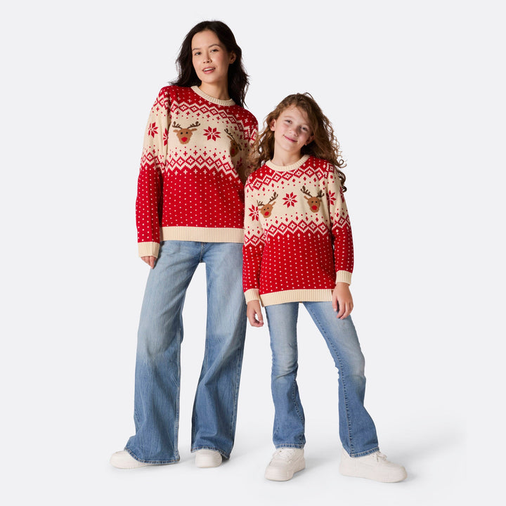 Rød Retro Rensdyr Julesweater Børn