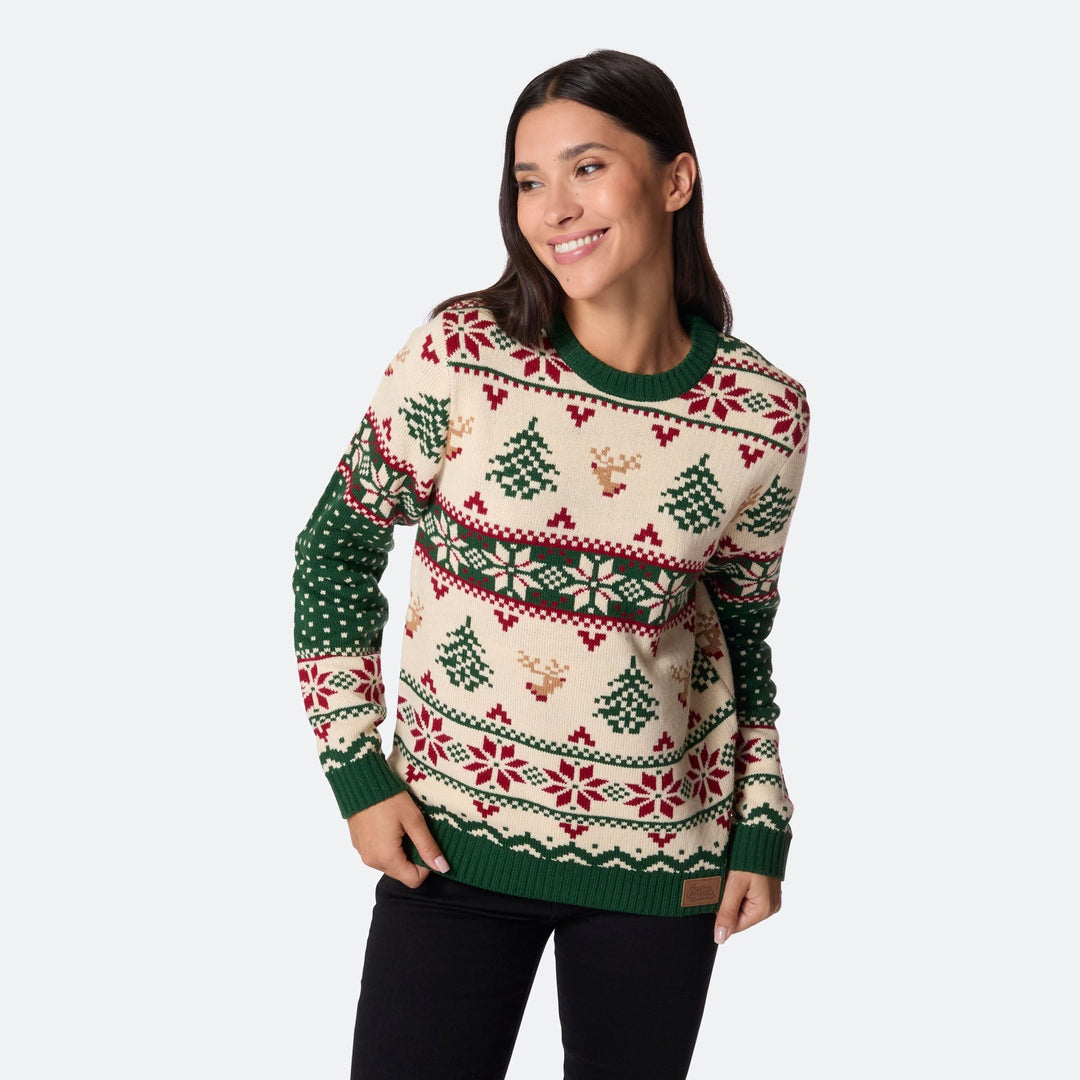 Retro Juletræ Julesweater Dame