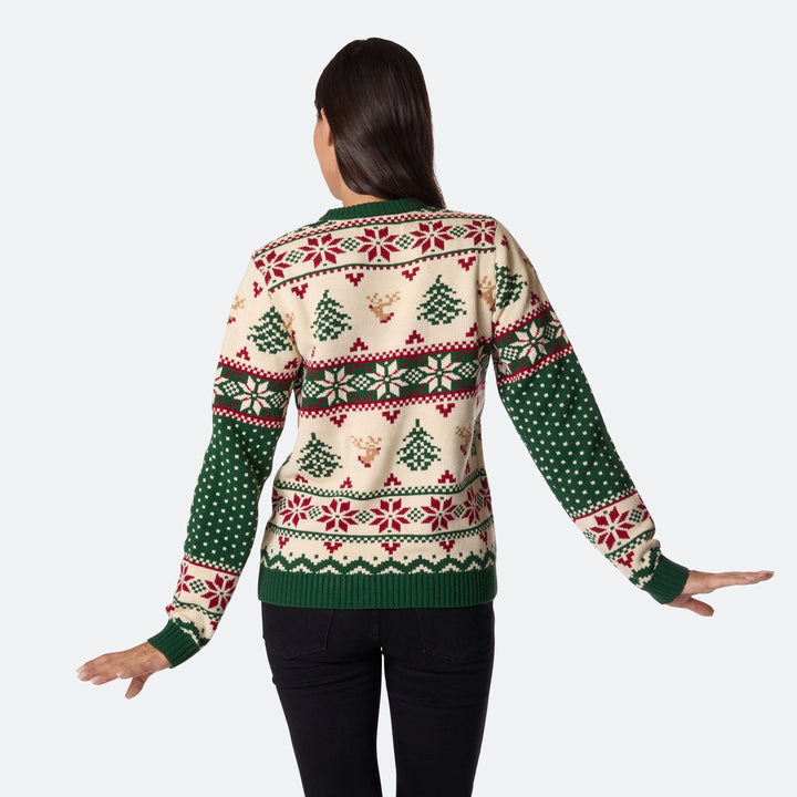 Retro Juletræ Julesweater Dame