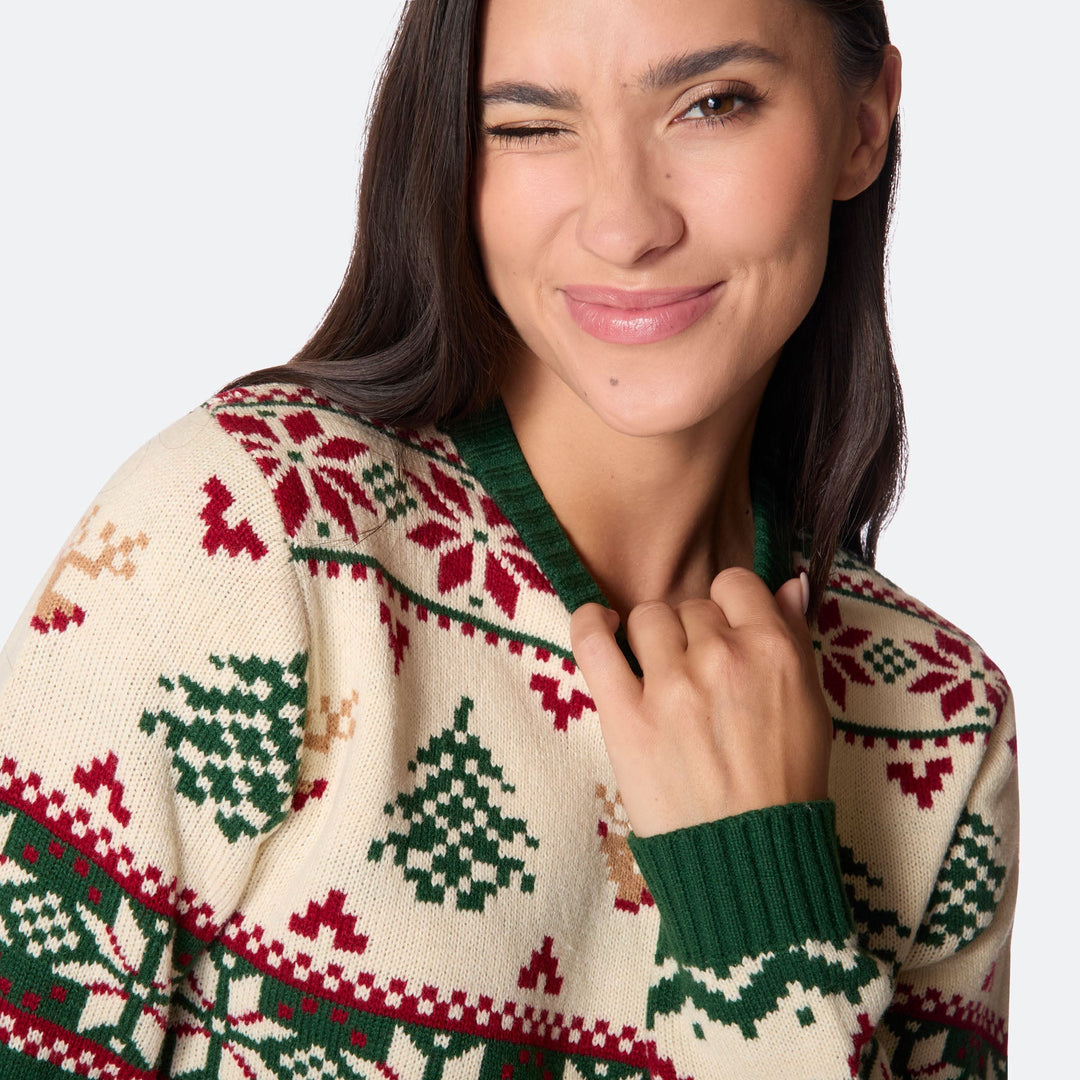 Retro Juletræ Julesweater Dame