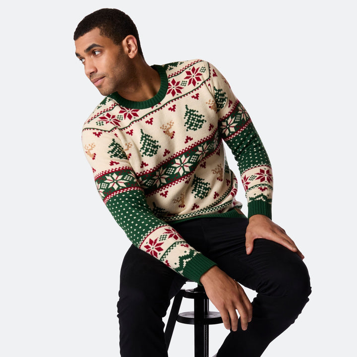 Retro Juletræ Julesweater Herre